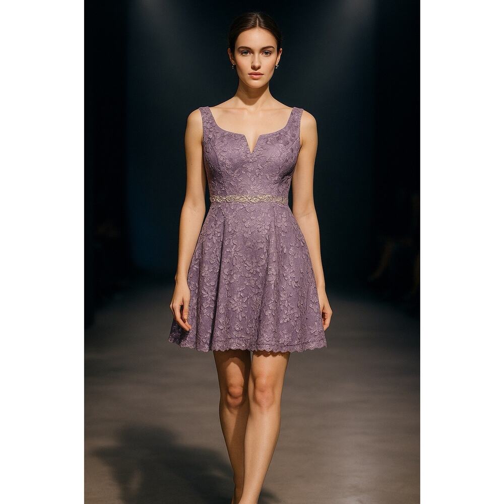 City Studio Lavender lace Sequin‎ Embellished Cocktail Party Dress juniors sz 11